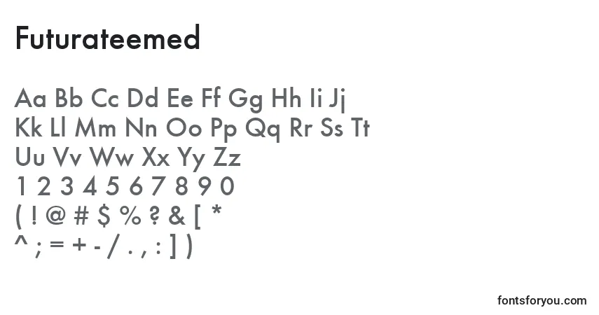 Schriftart Futurateemed – Alphabet, Zahlen, spezielle Symbole