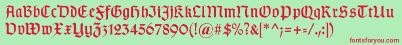 Gotischb Font – Red Fonts on Green Background