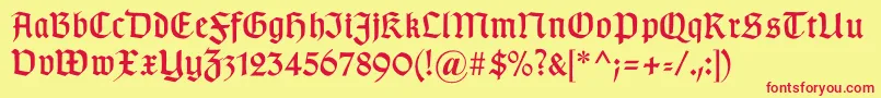 Gotischb Font – Red Fonts on Yellow Background