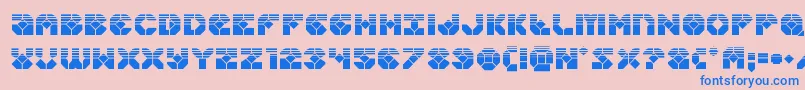 Zoomrunnerhalf-Schriftart – Blaue Schriften auf rosa Hintergrund