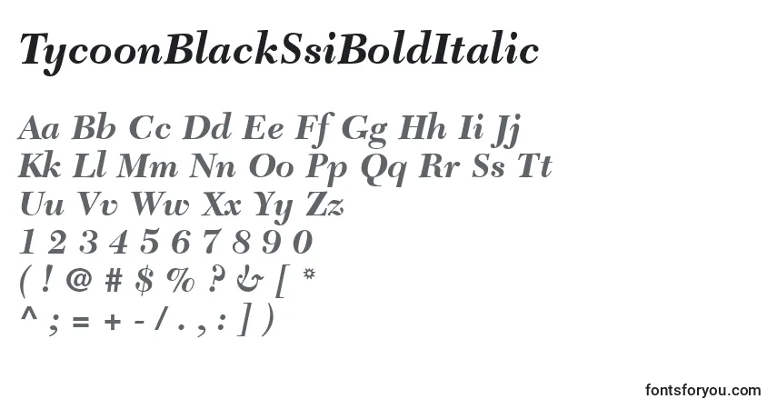 A fonte TycoonBlackSsiBoldItalic – alfabeto, números, caracteres especiais