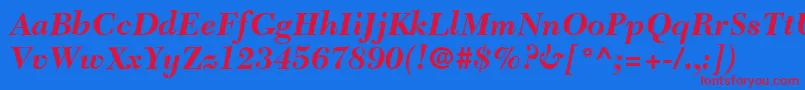 TycoonBlackSsiBoldItalic Font – Red Fonts on Blue Background