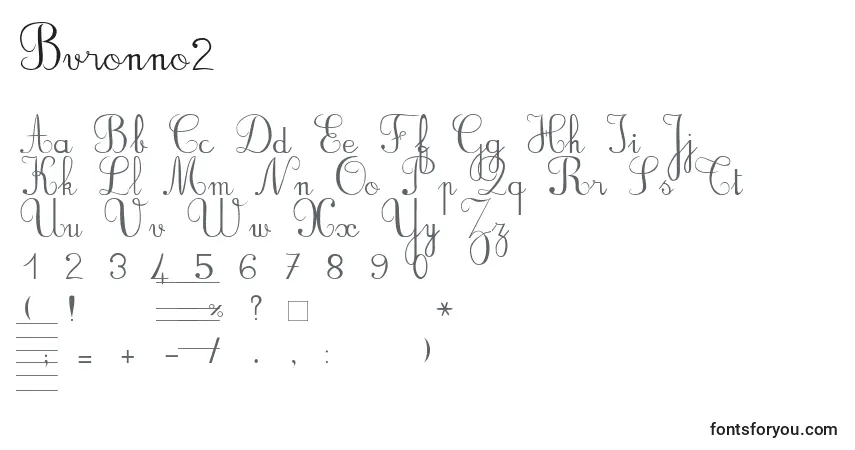 Czcionka Bvronno2 – alfabet, cyfry, specjalne znaki