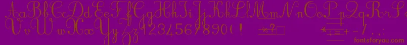 Bvronno2-Schriftart – Braune Schriften auf violettem Hintergrund