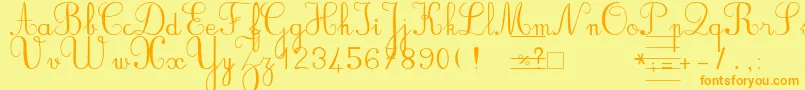 フォントBvronno2 – オレンジの文字が黄色の背景にあります。