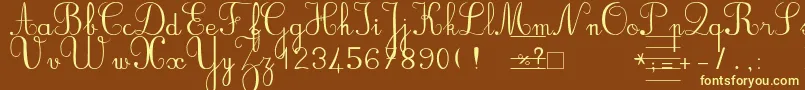 Bvronno2-fontti – keltaiset fontit ruskealla taustalla