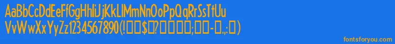 フォントHeadth – オレンジ色の文字が青い背景にあります。