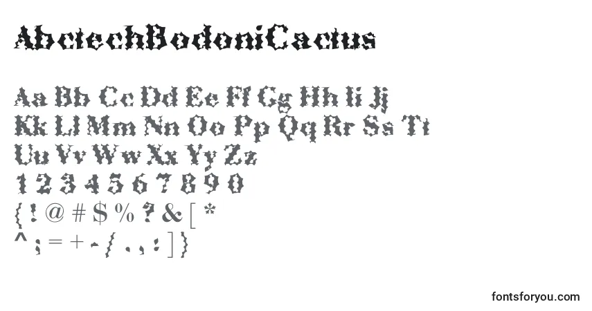 Czcionka AbctechBodoniCactus – alfabet, cyfry, specjalne znaki