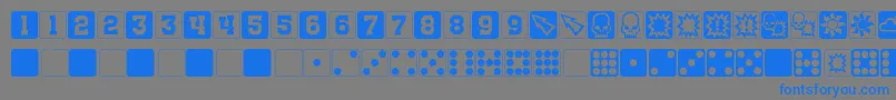 フォントNuffleDice – 灰色の背景に青い文字