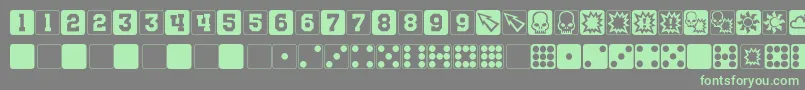 フォントNuffleDice – 灰色の背景に緑のフォント