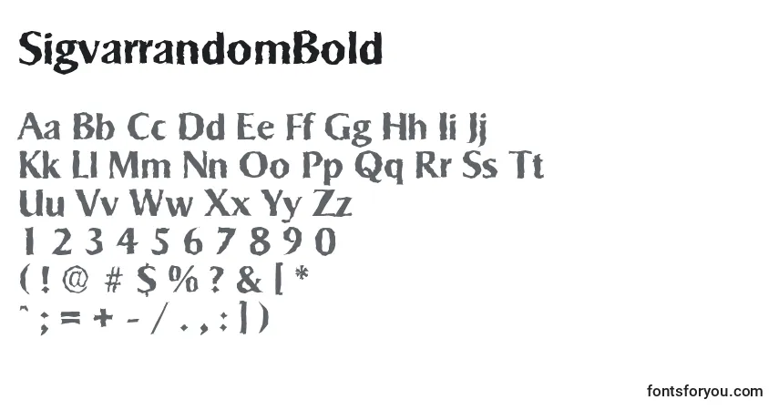 Czcionka SigvarrandomBold – alfabet, cyfry, specjalne znaki