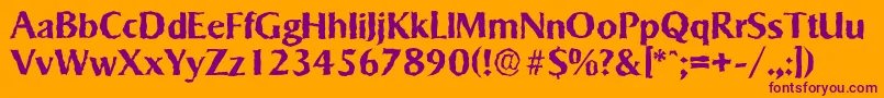 SigvarrandomBold-fontti – violetit fontit oranssilla taustalla