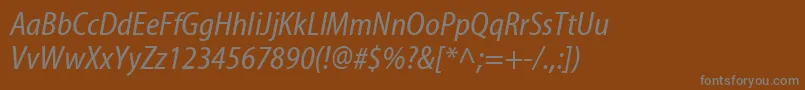 Czcionka MyriadwebproCondenseditalic – szare czcionki na brązowym tle