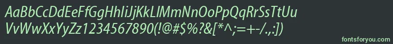 MyriadwebproCondenseditalic-fontti – vihreät fontit mustalla taustalla