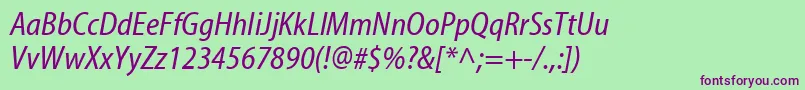 MyriadwebproCondenseditalic-fontti – violetit fontit vihreällä taustalla