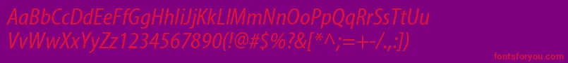 MyriadwebproCondenseditalic Font – Red Fonts on Purple Background