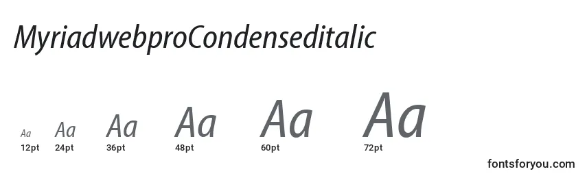 Размеры шрифта MyriadwebproCondenseditalic