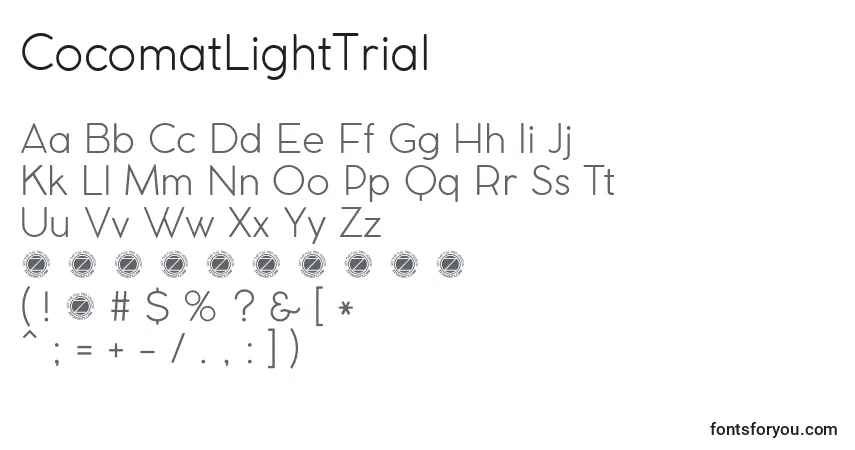 Czcionka CocomatLightTrial – alfabet, cyfry, specjalne znaki