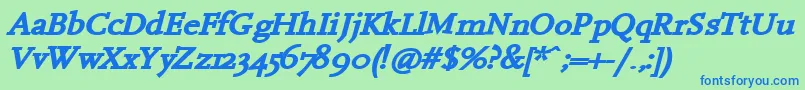 HanchBi Font – Blue Fonts on Green Background