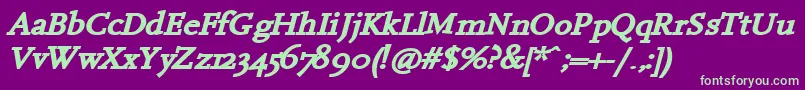 HanchBi-Schriftart – Grüne Schriften auf violettem Hintergrund