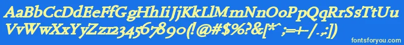 HanchBi Font – Yellow Fonts on Blue Background