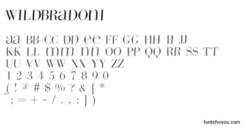 Schriftart Wildbradoni – Alphabet, Zahlen, spezielle Symbole
