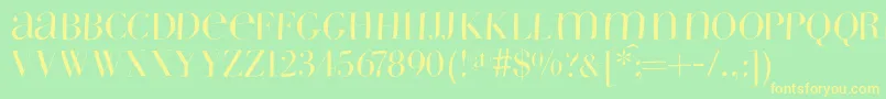 フォントWildbradoni – 黄色の文字が緑の背景にあります