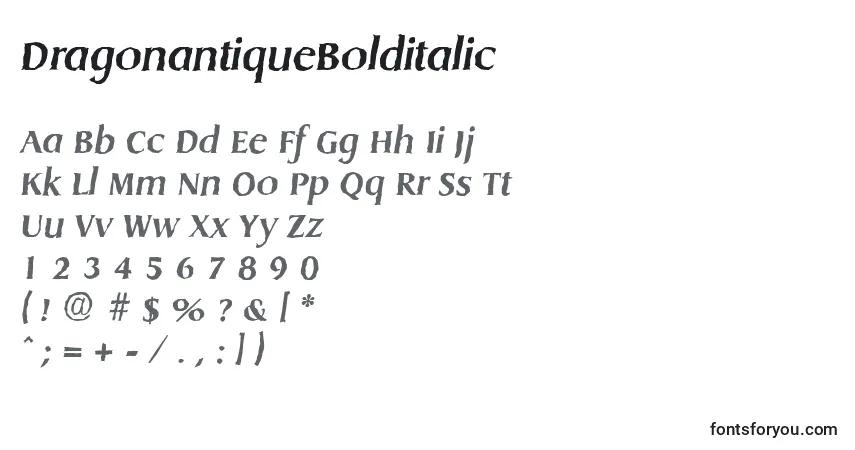 Fuente DragonantiqueBolditalic - alfabeto, números, caracteres especiales