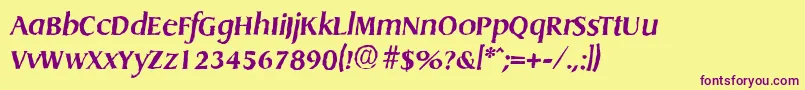 DragonantiqueBolditalic Font – Purple Fonts on Yellow Background