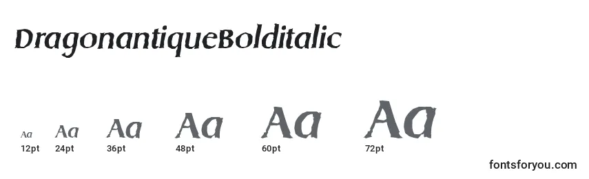 DragonantiqueBolditalic Font Sizes