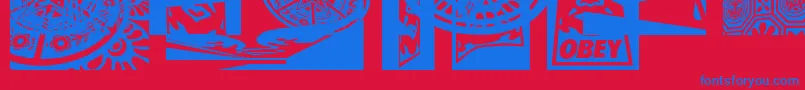 Obey3DaltCaps Font – Blue Fonts on Red Background