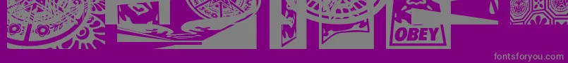 Czcionka Obey3DaltCaps – szare czcionki na fioletowym tle
