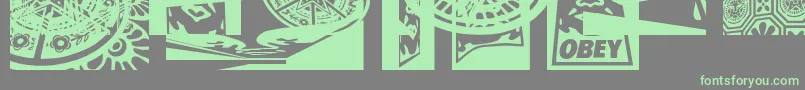 Obey3DaltCaps-fontti – vihreät fontit harmaalla taustalla