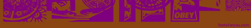 Obey3DaltCaps Font – Purple Fonts on Brown Background