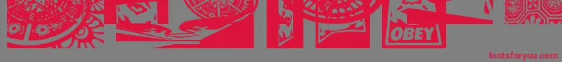 Obey3DaltCaps Font – Red Fonts on Gray Background