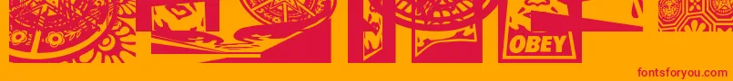 Obey3DaltCaps Font – Red Fonts on Orange Background