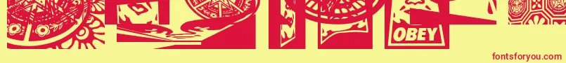 Obey3DaltCaps Font – Red Fonts on Yellow Background