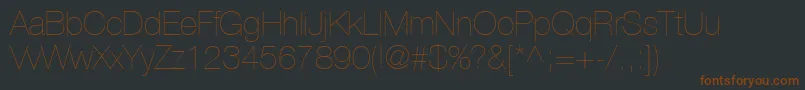 HelveticaLt25UltraLight-fontti – ruskeat fontit mustalla taustalla