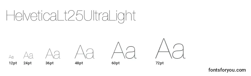 Размеры шрифта HelveticaLt25UltraLight