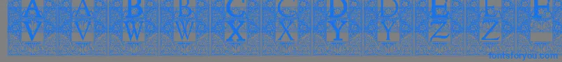 TopiaryInitials-Schriftart – Blaue Schriften auf grauem Hintergrund