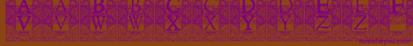 TopiaryInitials-Schriftart – Violette Schriften auf braunem Hintergrund