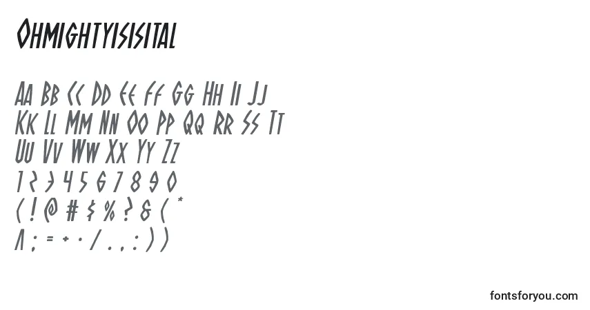 A fonte Ohmightyisisital – alfabeto, números, caracteres especiais