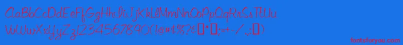 フォントLibbyscript – 赤い文字の青い背景