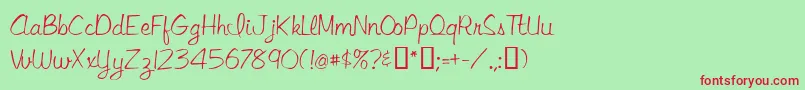 フォントLibbyscript – 赤い文字の緑の背景