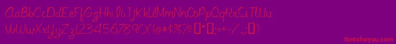 フォントLibbyscript – 紫の背景に赤い文字