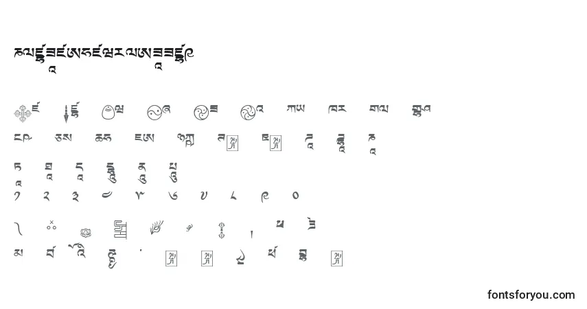 A fonte Tibetanmachineweb9 – alfabeto, números, caracteres especiais