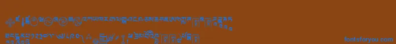 Czcionka Tibetanmachineweb9 – niebieskie czcionki na brązowym tle