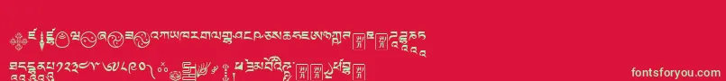 Fonte Tibetanmachineweb9 – fontes verdes em um fundo vermelho