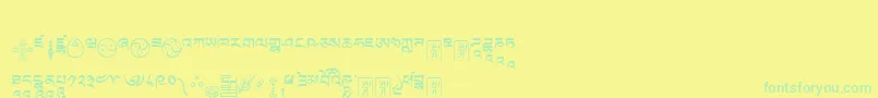 Czcionka Tibetanmachineweb9 – zielone czcionki na żółtym tle