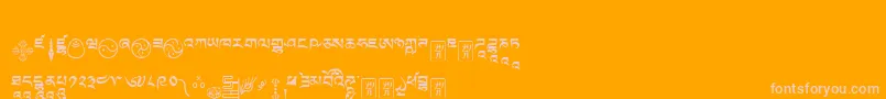 Шрифт Tibetanmachineweb9 – розовые шрифты на оранжевом фоне